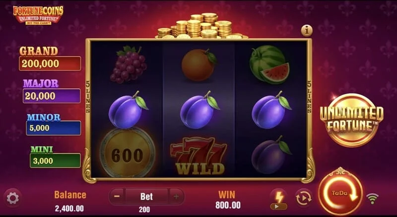 Fortune Coins Unlimited Fortune - basisrooster van 3 bij 3 met fruitsymbolen